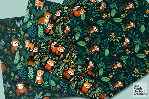 Kids Jungle Party | Animal Pattern Digital Pattern Fine Purple Elephant Creations 