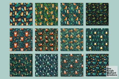 Kids Jungle Party | Animal Pattern Digital Pattern Fine Purple Elephant Creations 