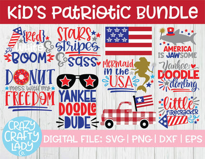 Kids' Patriotic SVG Cut File Bundle SVG Crazy Crafty Lady Co. 