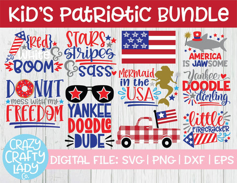 Kids' Patriotic SVG Cut File Bundle SVG Crazy Crafty Lady Co. 