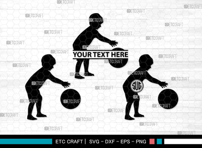 Kids Playing Monogram, Kids Playing Silhouette, Kids Playing SVG, Kids Svg, Playing Svg, SB00371 SVG ETC Craft 