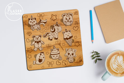 KIDS PUZZLE Multilayer Laser Cut Files, 3D Designs SVG LaserCutano 