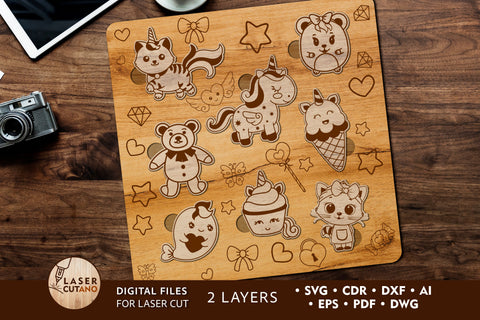 KIDS PUZZLE Multilayer Laser Cut Files, 3D Designs SVG LaserCutano 