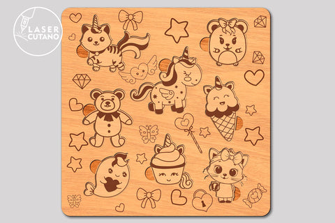 KIDS PUZZLE Multilayer Laser Cut Files, 3D Designs SVG LaserCutano 