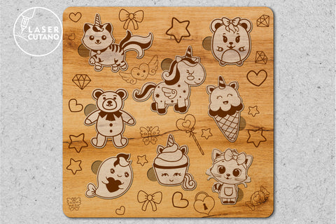 KIDS PUZZLE Multilayer Laser Cut Files, 3D Designs SVG LaserCutano 