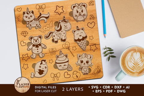 KIDS PUZZLE Multilayer Laser Cut Files, 3D Designs SVG LaserCutano 