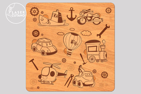 Kid’s Puzzle Set Of 8 | Laser Cut & Engraving | Multilayer Laser Cut Files, SVG, 3D Designs, Mini Design Bundles SVG LaserCutano 