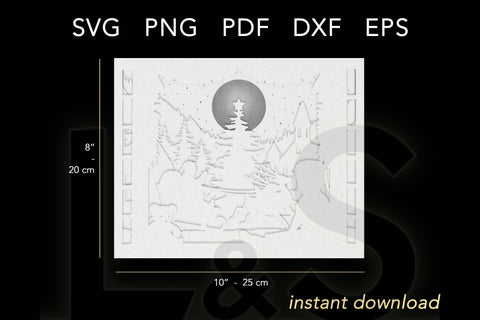 Kids Shadow Box Design | 3D Christmas Light Box Svg 3D Paper Lights & Silhouettes 