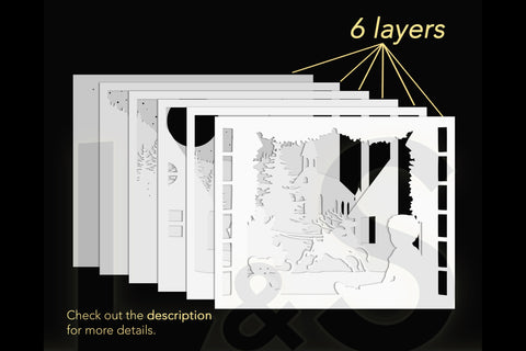 Kids Shadow Box Design | 3D Christmas Light Box Svg 3D Paper Lights & Silhouettes 