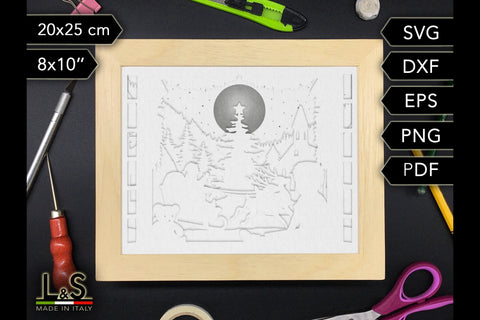 Kids Shadow Box Design | 3D Christmas Light Box Svg 3D Paper Lights & Silhouettes 