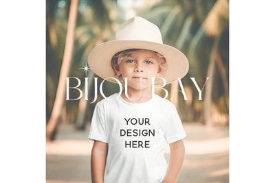 Kids Shirt Mockup, Boho Summer Boys TShirt Mock Up Mock Up Photo BijouBay 