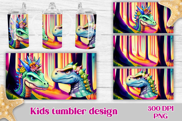Kids sippy tumbler | Dinosaur sippy cup tumbler Sublimation Svetana Studio 