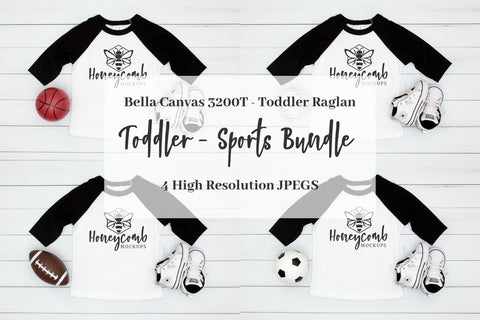 Kids Sports Mockup Bundle, Bella Canvas 3200T Raglan Mockup, Toddler Baseball Tee Mockup, Sports Mockup Mock Up Photo Honeycomb Mockups 