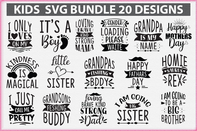 Kids Svg Bundle 20 Designs SVG Creativeart88 
