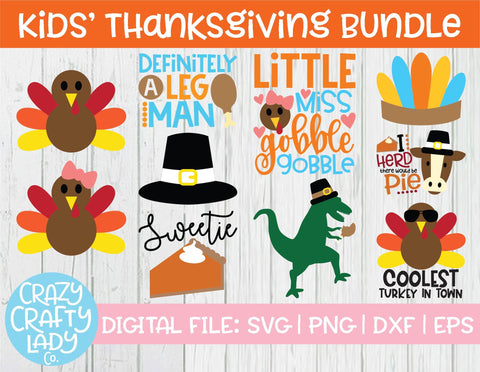 Kids' Thanksgiving SVG Cut File Bundle SVG Crazy Crafty Lady Co. 