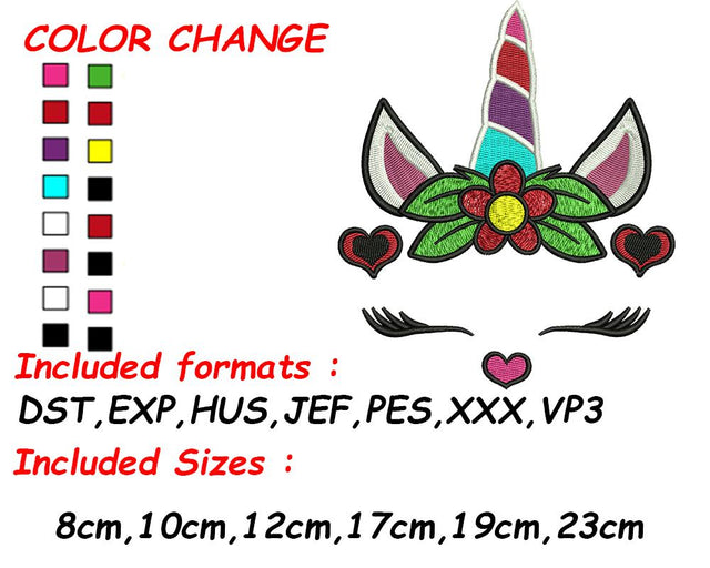 Kids Unicorn, Design Embroidery, Download Digital, Unicorn Face, Floral Unicorn, Flower Unicorn, Embroidery Unicorn Embroidery/Applique DESIGNS SVG Digital Designer 