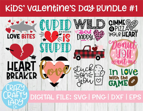 Kids' Valentine's Day Bundle #1 SVG Crazy Crafty Lady Co. 