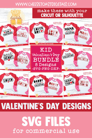 Kid's Valentine's Day SVG Bundle | 8 Toddler Shirt Quotes SVG Cheese Toast Digitals 