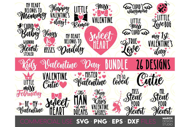 Kids Valentines Day SVG Bundle, Kids Valentines Day Hearts SVG, Kids Happy Valentine Day SVG, Love SVG SVG March Design Studio 