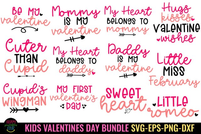 Kids Valentines SVG Bundle I Baby Valentine's Day SVG Bundle SVG Happy Printables Club 