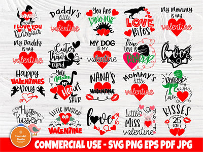 Kids Valentine's SVG Bundle | Valentines Svg | Dinosaur Valentine | Svg for Cricut | Valentines Quotes | Love Svg | Valentine Cut Files SVG TonisArtStudio 