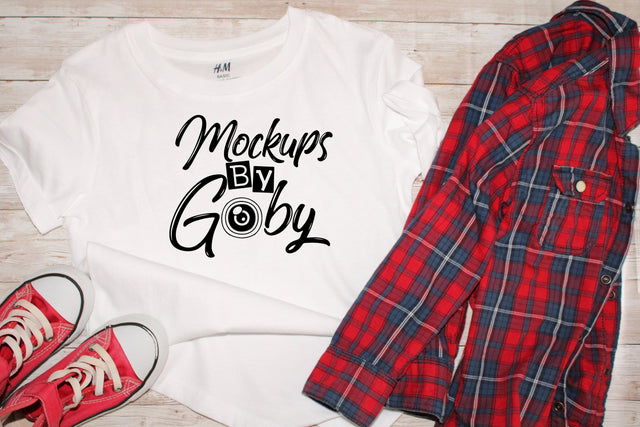 Kids White Shirt Mockups, Child Mocku Ups, Kids Outfit, Styled Digital Image Mockup, Picture, Logo Free,Toddler Clothes, Flat Lay, JPG Image Mock Up Photo ArtStudio 