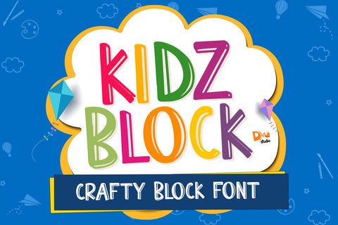 KIDZ BLOCK - crafty block font Font Dm Letter Studio 