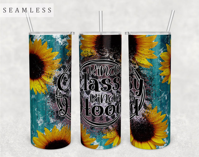 Kinda Classy Kinda Hood Tumbler Wrap, 20 Oz Skinny Tumbler Sublimation Design, Seamless Sarcastic Quote Tumbler PNG Sublimation HappyDesignStudio 
