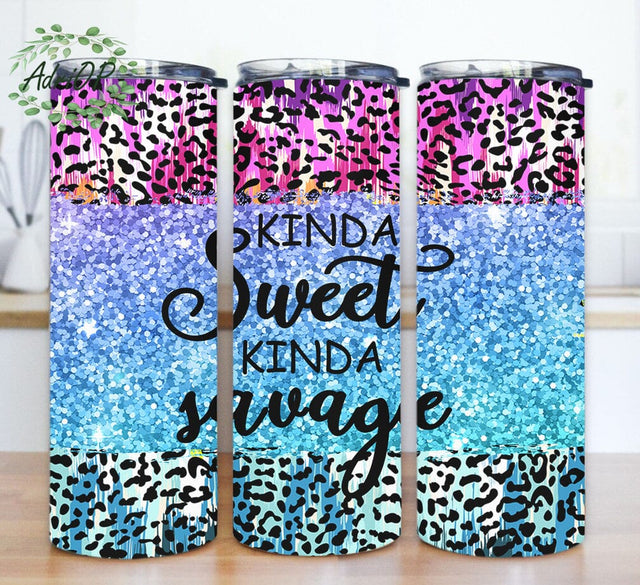 Kinda Sweet Kinda Savage Tumbler Design, Kinda Sweet 20oz Skinny Tumbler, Leopard Tumbler Wrap, Faux Alcohol Ink Sublimation Png, Instant Download Sublimation AdriOP 