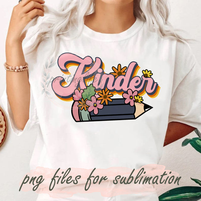 Kinder Pencil PNG, Back to School Sublimation Design, Kindergarten Digital Design Download, Back to School Sublimation Downloads Sublimation PrintingLife 