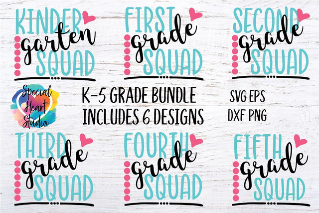 Kinder to Fifth Grade Squad Mini Bundle SVG Special Heart Studio