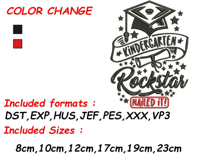 Kindergarten Gifts, Graduation Gifts, Last Day of School, Kindergarten Embroidery, PES Embroidery/Applique DESIGNS SVG Digital Designer 