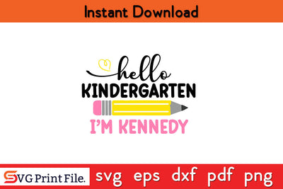Kindergarten outfit hello kindergarten Back to School Svg Png Cut File SVG SVG Print File 