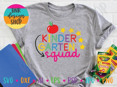 Kindergarten Squad SVG File, Back to School SVG, First Day of School SVG, Teacher SVG, SVG Cut File for Cricut Cutting Machines and Vinyl Crafting SVG BNRDesignShop 