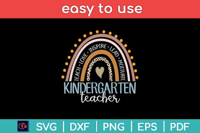 Kindergarten Teacher Leopard Rainbow First Day Of School Svg Design SVG artprintfile 