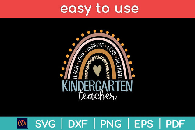 Kindergarten Teacher Leopard Rainbow First Day Of School Svg Design SVG artprintfile 