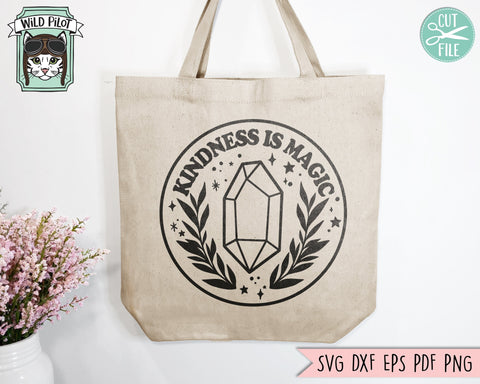 Kindess SVG, Crystals SVG Cut File, Mystical SVG, Inspirational Quote svg, Positive Vibes svg, Crystal Leaves svg, Png, Dxf, Eps, Clipart SVG Wild Pilot 