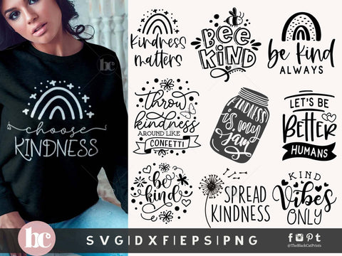 Kindness Bundle | Kindness Quotes Cut files SVG TheBlackCatPrints 