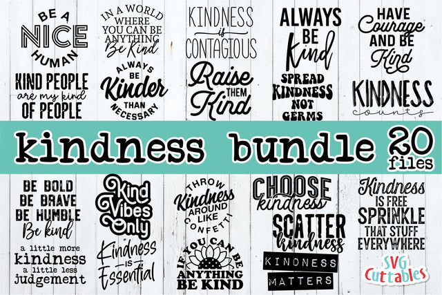 Kindness Bundle svg - Kind Cut Files - Quote - svg Shirt bundle - svg - dxf - eps - png - Silhouette - Cricut - Digital File SVG Svg Cuttables 
