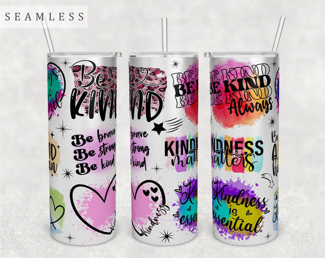 Kindness Quotes Tumbler Wrap, 20 Oz Skinny Tumbler Kindness Sayings Sublimation Design, Seamless Daily Affirmations Tumbler PNG Sublimation HappyDesignStudio 