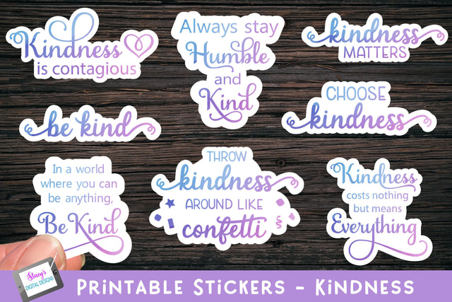Kindness Sticker Bundle - 8 Kindness Sticker Designs SVG Stacy's Digital Designs 
