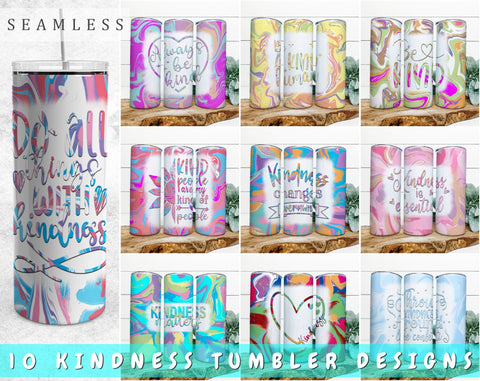 Kindness Tumbler Sublimation Designs Bundle, 20 Oz Skinny Tumbler Kindness Designs, Kindness Quote Tumbler Wraps, 10 Designs Sublimation HappyDesignStudio 