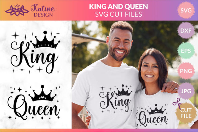 King and queen svg, king svg, queen svg, wedding svg, crown svg, couple svg, queen crown svg, king crown svg, couples shirts svg, anniversary svg. Png, Jpg, Dxf, Eps Svg Cut File for Cricut and Silhouette. SVG KatineDesign 