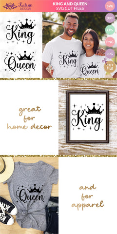 King Queen svg, King and Queen svg, King and Queen crowns, couples crowns.  Instant download svg