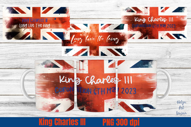 King Charles III Coronation Mug 15 OZ Sublimation Helga Art 