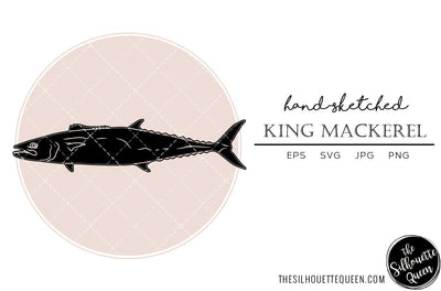 King Mackerel Hand sketched, hand drawn vector clipart SVG Loveleen Kaur 