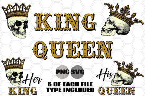 King & Queen Skulls Clipart Vectors SVG AlexandHer Digital Art 