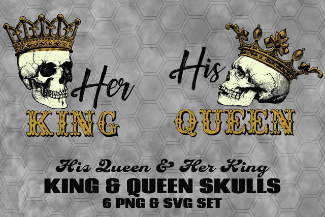 King & Queen Skulls Clipart Vectors SVG AlexandHer Digital Art 