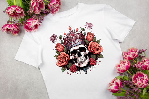 King Skull with Roses Clipart Bundle Sublimation Regulrcrative 