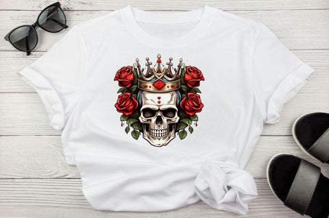 King Skull with Roses Clipart Bundle Sublimation Regulrcrative 